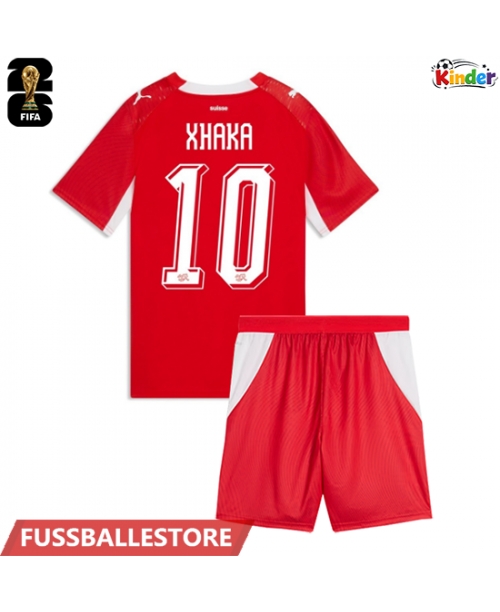 Günstige Schweiz Granit Xhaka #10 Heimtrikotsatz Kinder WM 2026 Kurzarm (+ Kurze Hosen)